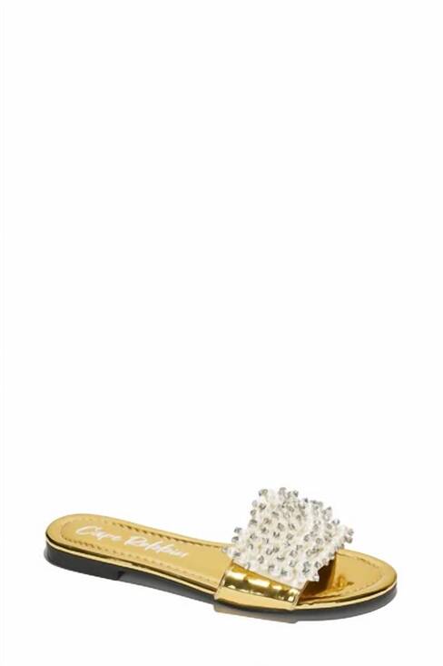 CAPE ROBBIN Shoes - NEW CAPE ROBBIN women's fara pearl studded flat sandal in gold